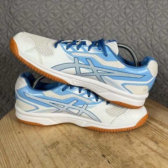 Asics Shoes Women’s 12 Upcourt 2 White Blue Volleyball Court B755Y - Picture 5 of 7